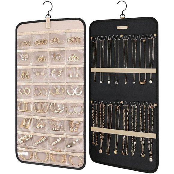 BAGSMART Hanging Jewelry Organizer Storage Roll with Hanger Metal Hooks … - Picture 1 of 9